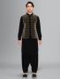 Stylish Black Velvet Embroidered Jacket Pathani Kurta Set