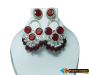 Silver Red Kundan Diamond Dangle Earrings For Women