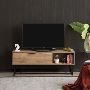 Home Canvas Modern Zen TV Stand with Storage Shelf Walnut