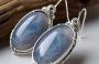 Selene Handmade Unique Blue Lace Agate Oval Earrings