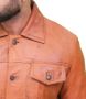  Men's Light Brown Real Leather Trucker Jacket 