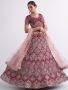 Buy Cherry Red Heavily Embroidered Net Wedding Lehenga Choli